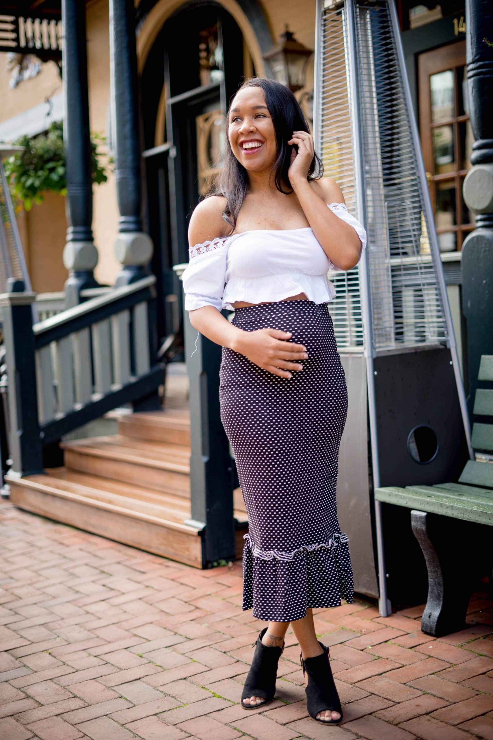 rufflie midi skirt